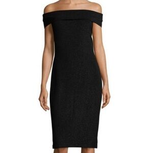 Ted Baker Black Vindy Bardot Midi Off The Shoulder Bodycon Size 8
